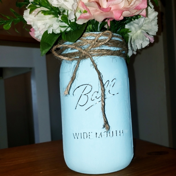Large Cute Chalk painted Ball Mason Jars - Picture 1 of 2